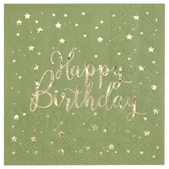 Kaffeservetter Happy Birthday Grön/Guld