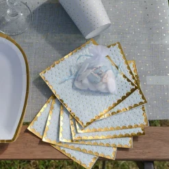 Kaffeservetter Prickiga Blå/Guld