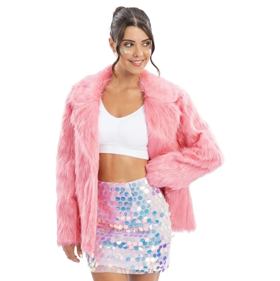 Kjol med Paljetter Iridescent Rosa