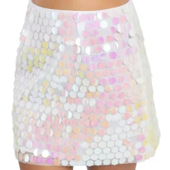 Kjol med Paljetter Iridescent Vit
