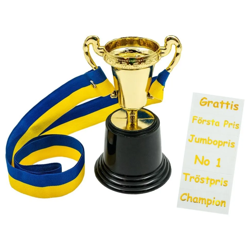 Minipokal Guld med Sverigeband