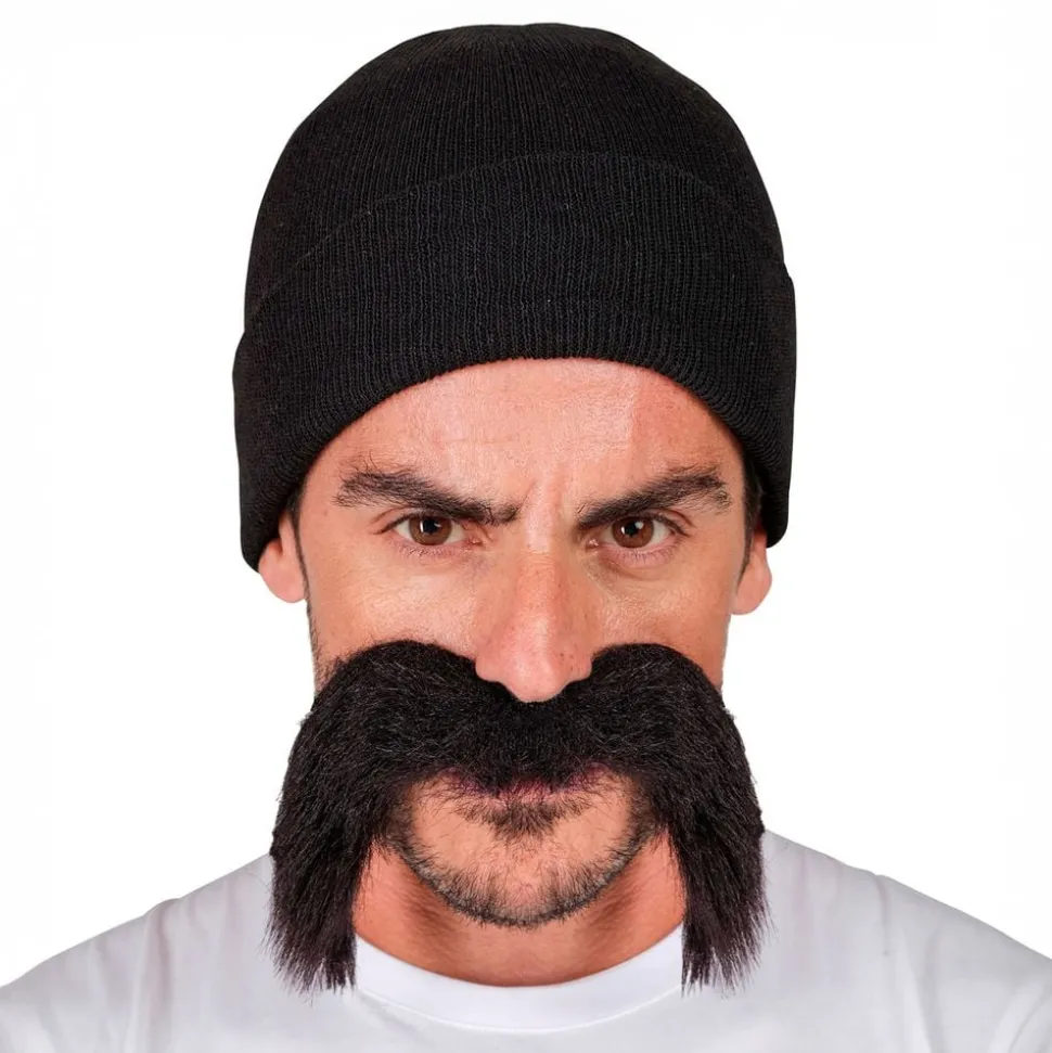 Mössa & Mustasch Svart Maskeradkit