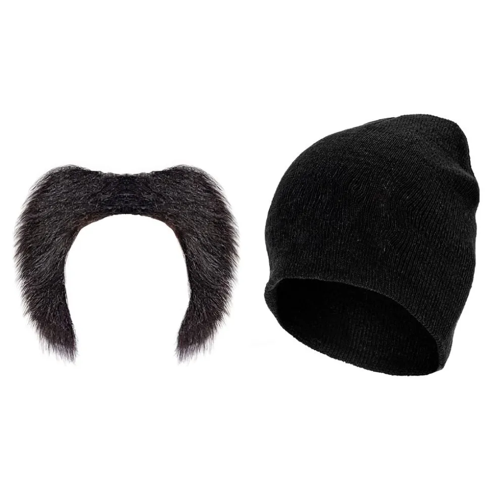 Mössa & Mustasch Svart Maskeradkit