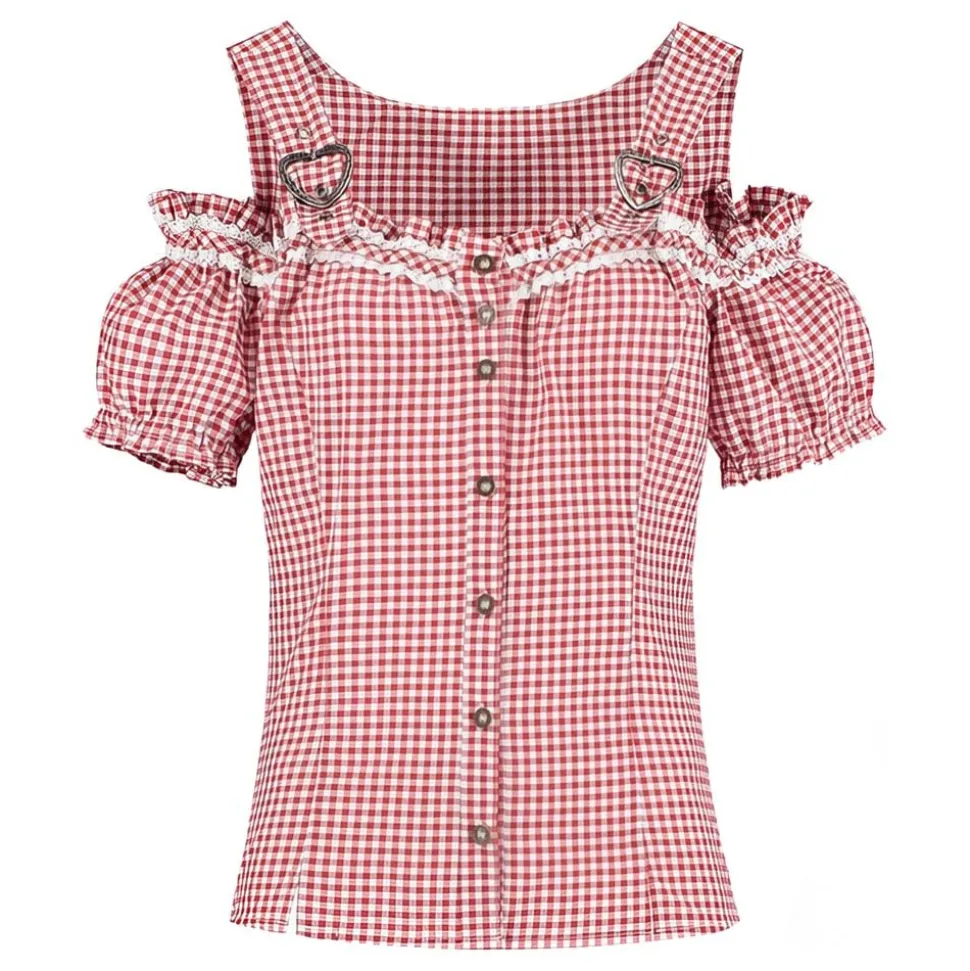 Oktoberfest Blus Vit/Röd Rutig