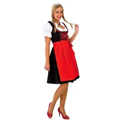 Oktoberfest Dirndl Svart/Röd Maskeraddräkt