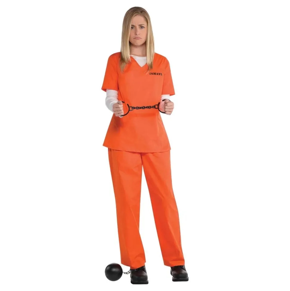 Orange Fånge Dam Maskeraddräkt