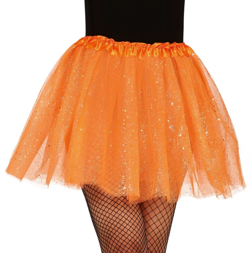 Orange Tyllkjol med Glitter