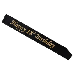 Ordensband Happy 18th Birthday Svart/Guld