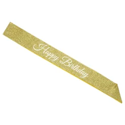 Ordensband Happy Birthday Guld Glitter