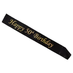 Ordensband Happy 50th Birthday Svart/Guld