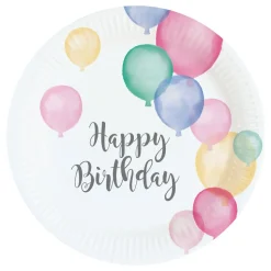 Pappersassietter Happy Birthday Pastell