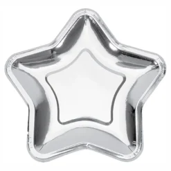 Pappersassietter Stjärna Silver Metallic