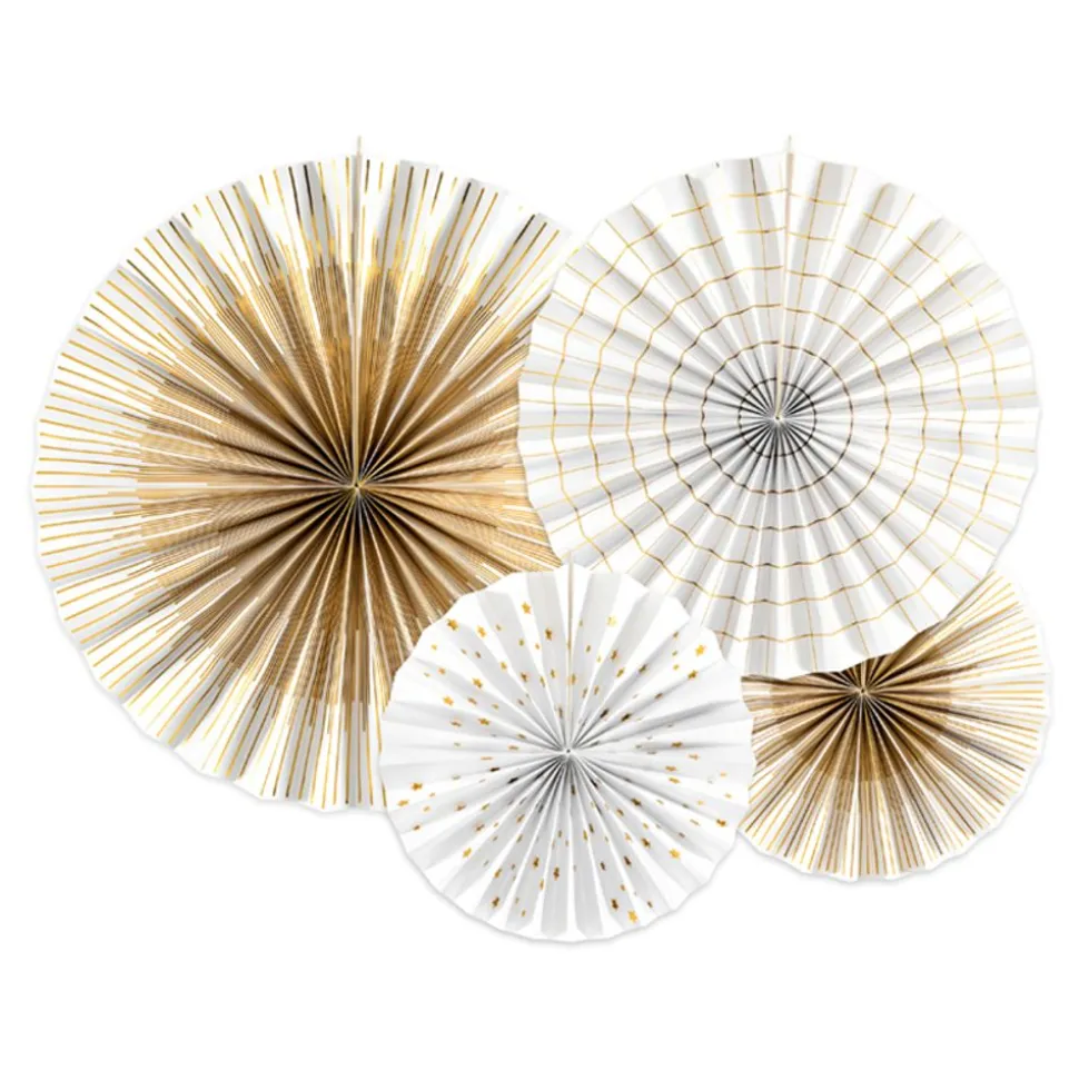 Pappersfjädrar Vit/Guld Metallic Mix Hängande Dekoration