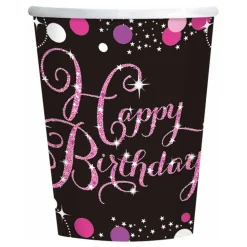 Pappersmuggar Happy Birthday Rosa Sparkling