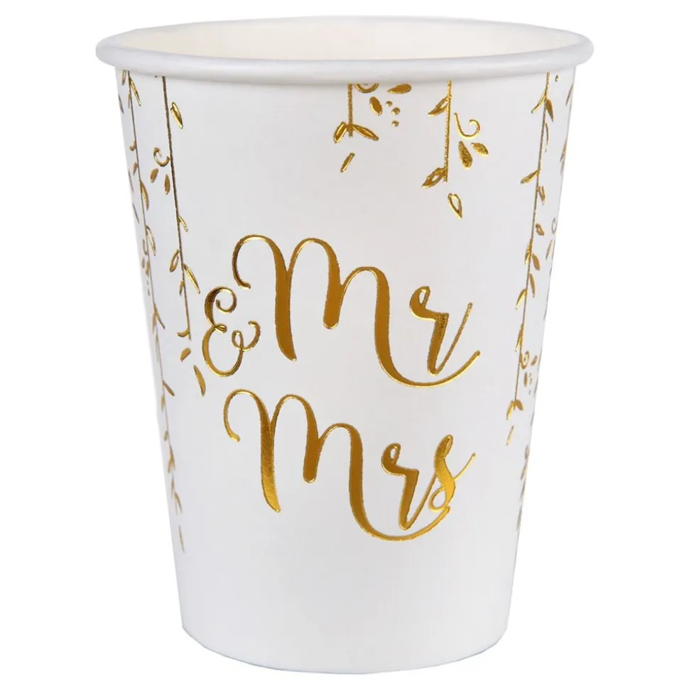 Pappersmuggar Mr & Mrs Vit/Guld