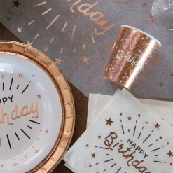 Pappersmuggar Sparkling Happy Birthday Roséguld