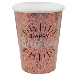 Pappersmuggar Sparkling Happy Birthday Roséguld