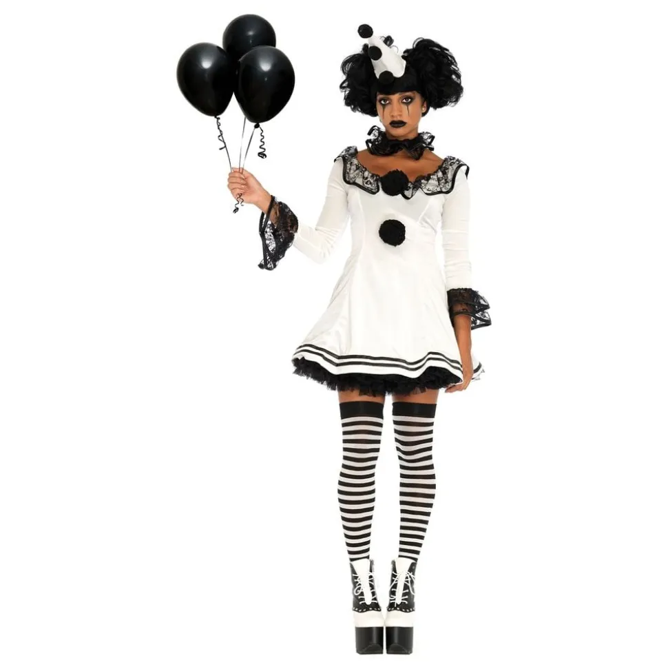 Pierrot Clown Dam Maskeraddräkt