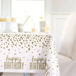 Plastduk Happy Birthday Guld