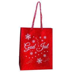 Presentpåse Röd/Glitter God Jul
