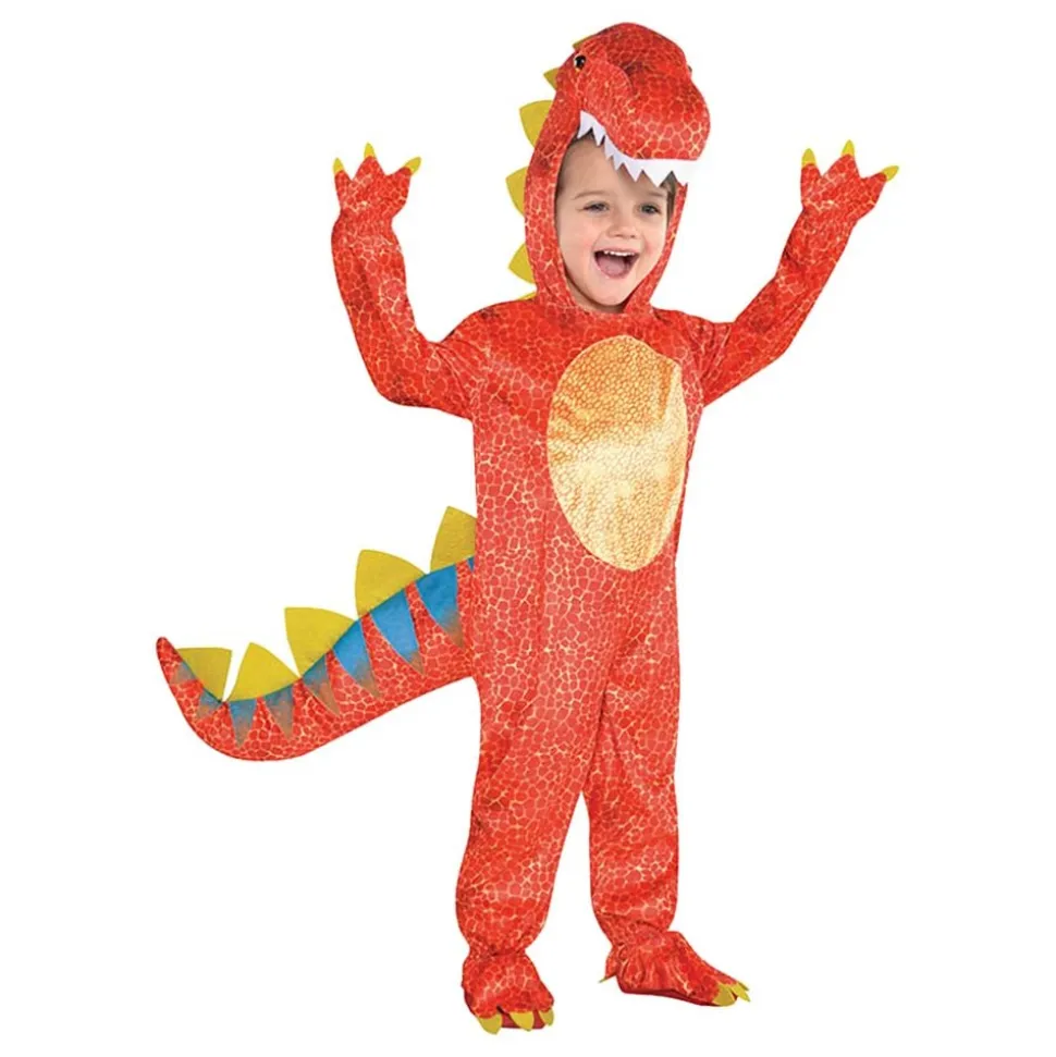 Röd Dinosaurie Barn Maskeraddräkt