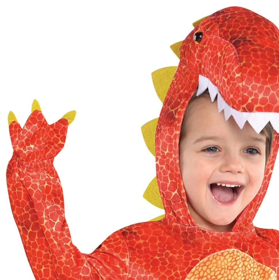Röd Dinosaurie Barn Maskeraddräkt