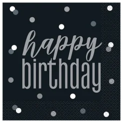 Servetter Happy Birthday Svart Prickig