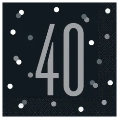 Servetter 40 Svart Prickig