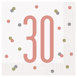 Servetter 30 Vit/Roséguld