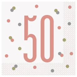 Servetter 50 Vit/Roséguld