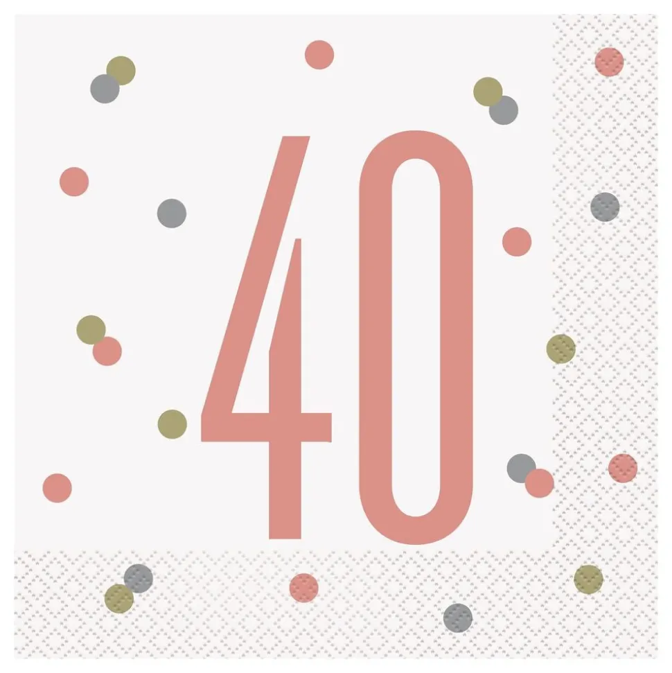Servetter 40 Vit/Roséguld