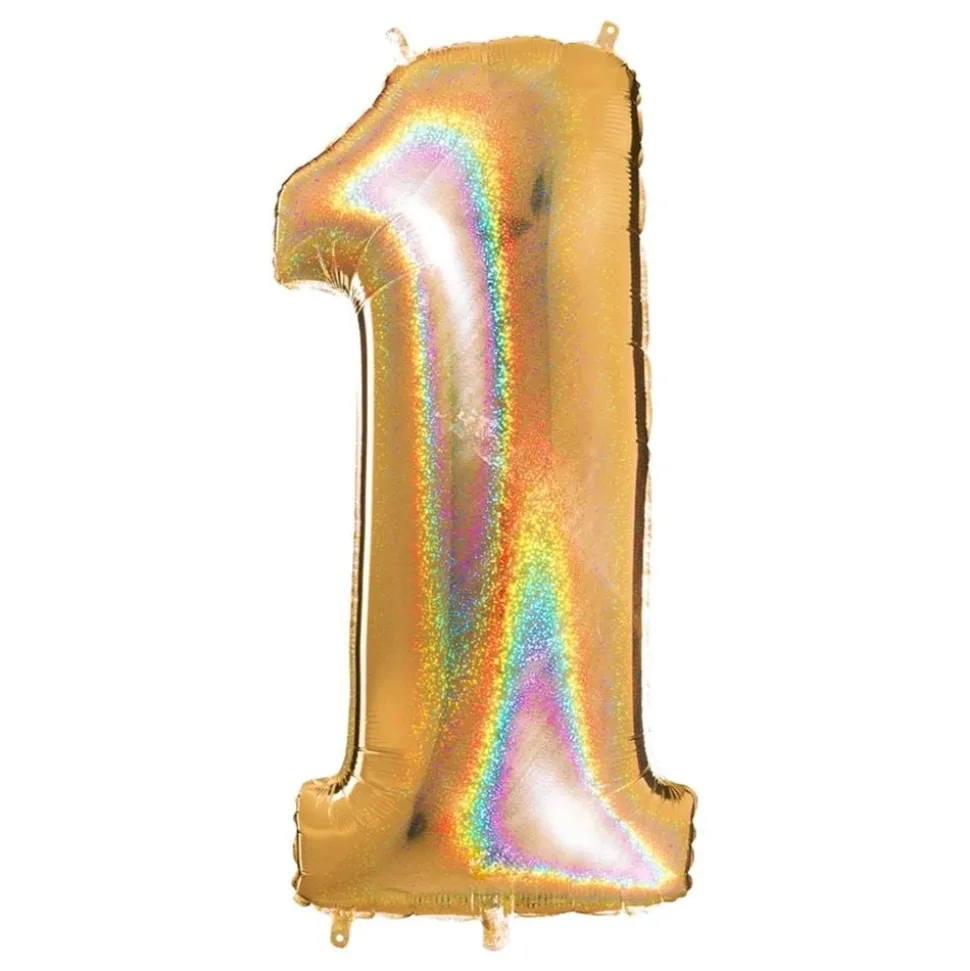 Sifferballong Glitter Guld