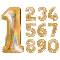 Sifferballong Glitter Guld
