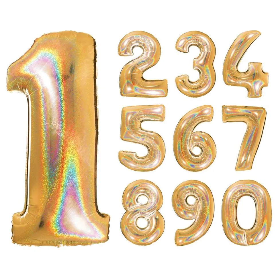 Sifferballong Glitter Guld