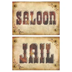 Skyltar Saloon & Jail i Papp