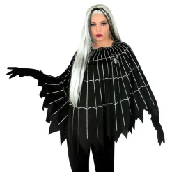 Svart Poncho med Spindelnät