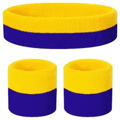 Svettarmband & Pannband Blå/Gul