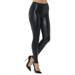 80-tals Metallic Disco Leggings Svarta
