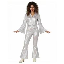 70-tals Disco Dam Silver Maskeraddräkt
