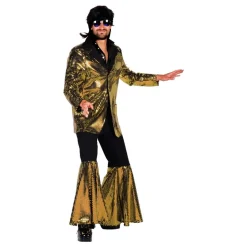 70-tals Disco Kostym Guld Maskeraddräkt Deluxe