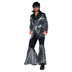 70-tals Disco Kostym Silver Maskeraddräkt Deluxe