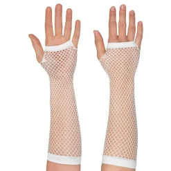 80-tals Fingerlösa Näthandskar Långa Vita