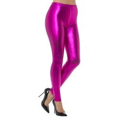 80-tals Metallic Disco Leggings Rosa