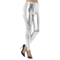 80-tals Metallic Disco Leggings Silver