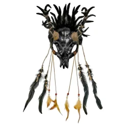 Tjurskalle Svart med Fjädrar Mask