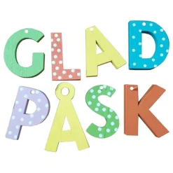 Träbokstäver Glad Påsk Flerfärgade