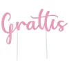 Tårtdekoration Grattis Rosa