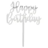 Tårtdekoration Happy Birthday Silver