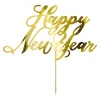 Tårtdekoration Happy New Year Guld Metallic