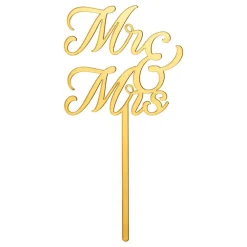 Tårtdekoration Mr & Mrs Guld i Akryl
